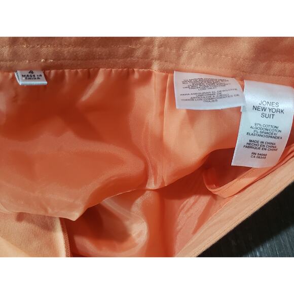 Jones New York Suit Orange Multi Button Blazer Suit Jacket & Skirt 2 Piece Set - Picture 7 of 10